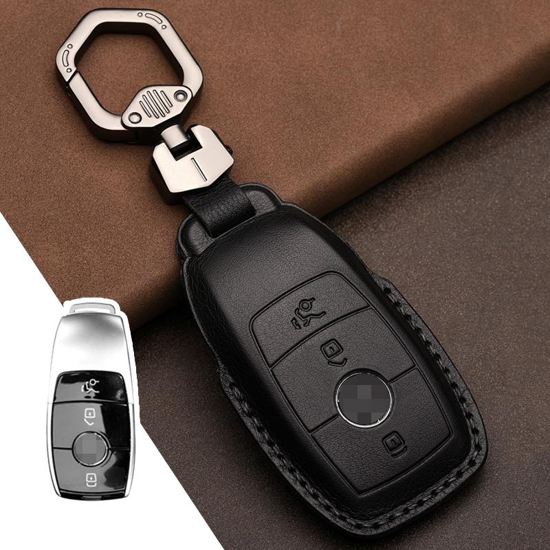 Genuine Leather Car Key Case Cover for Mercedes-Benz W203 W210 W211 Amg W204 C E S Cls Clk Cla Slk Classe Smart Car Keychain