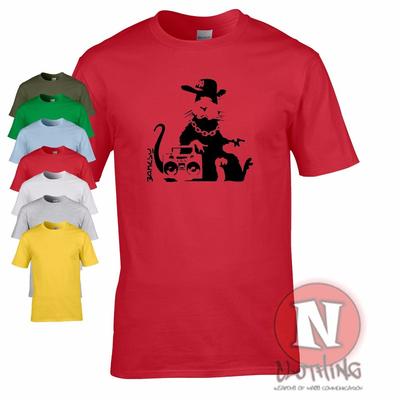 Naughtees Clothing Banksy Hip Hop Rat Standard Fit T-Shirt Cotton Short Sleeve