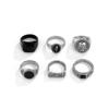 6Pcs/Set Goth Vintage Skeleton Skull Antique Silver Color Rings Set Unisex Punk Carved Knuckle Jewelry Accessories Steampunk Men