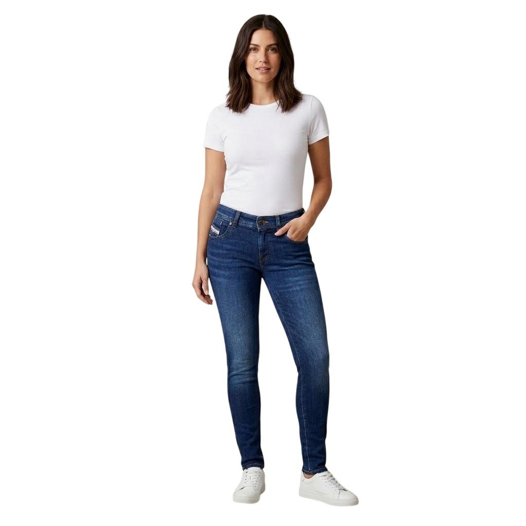 Diesel Damen Mittelhohe Gerade Bein Jeans