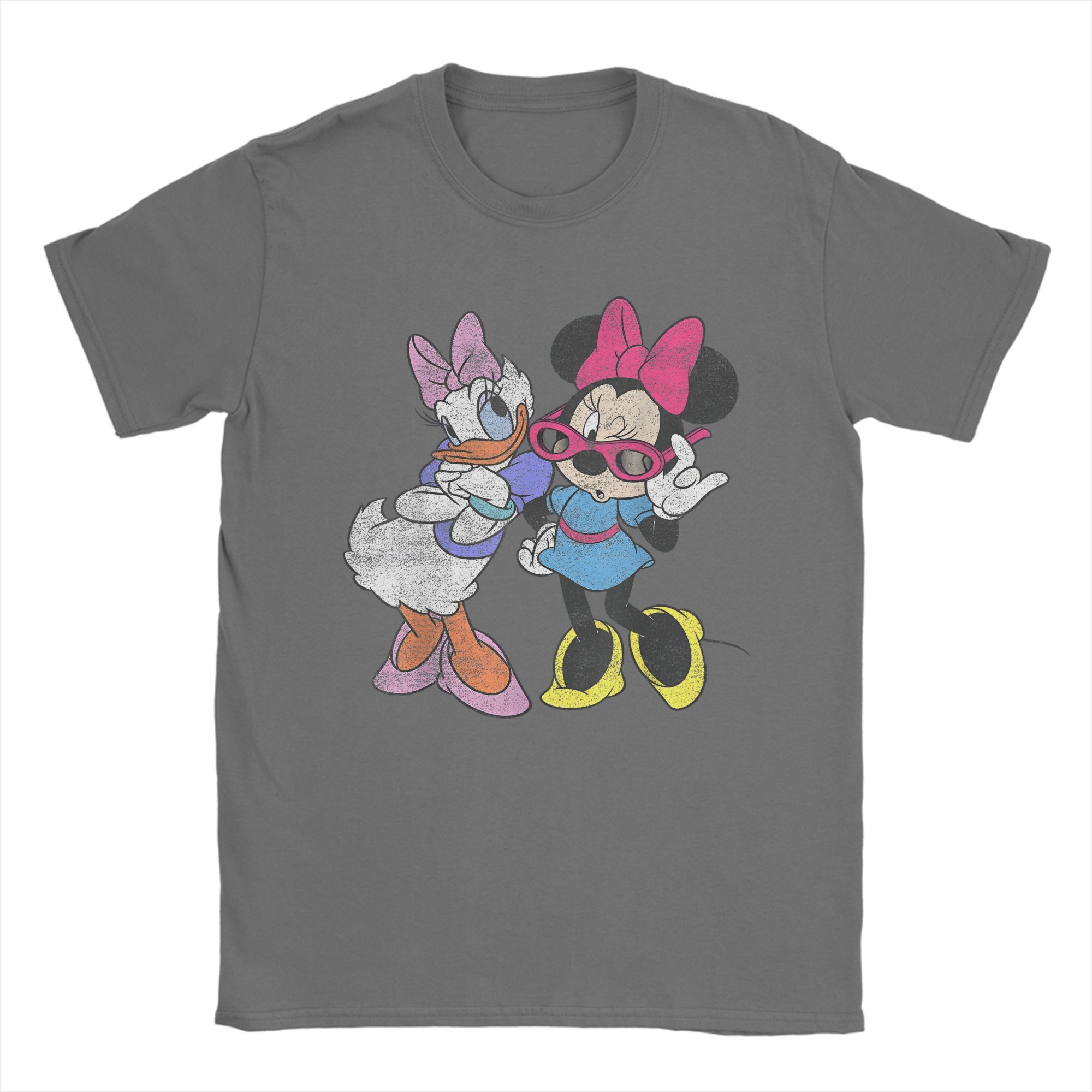 

Daisy Duck & Minnie Mouse Portrait T-Shirt for Men Cartoon Vintage Cotton Tees Short Sleeve T Shirt Birthday Gift merchandise 4XL