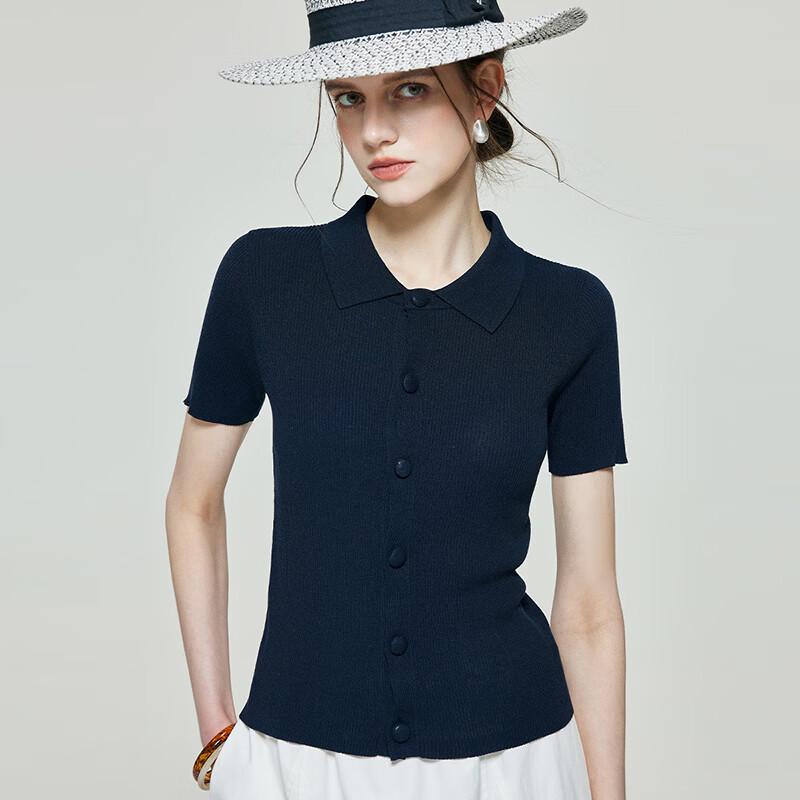 Women's Slim Fit Knitted Polo T-Shirt with Tencel Blend