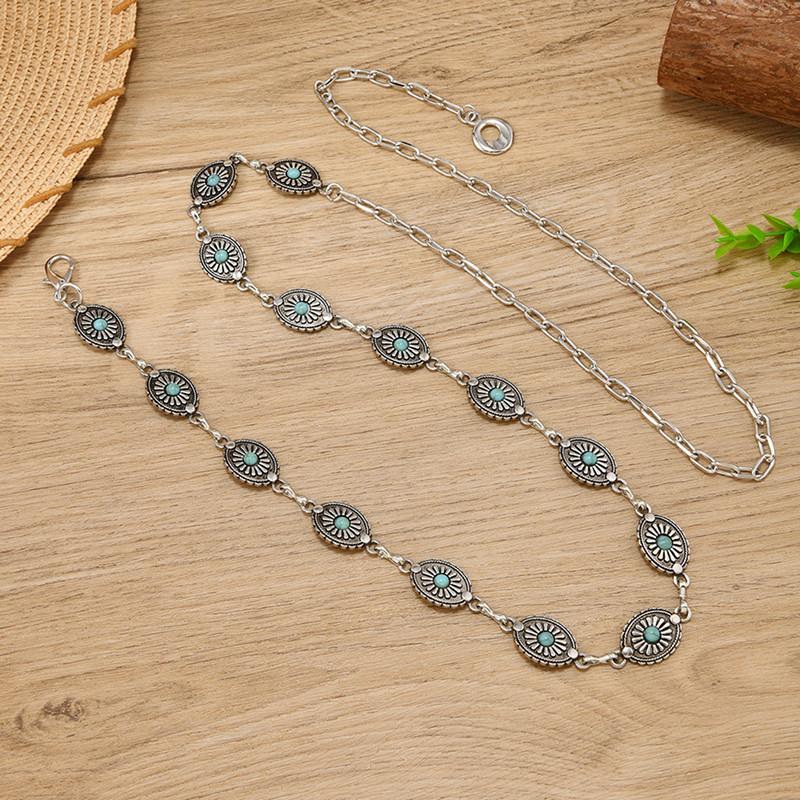 Boho Turquoise Carving Waist Belly Chain for Women Sexy Bikini Belt Adjustable Body Chains Festival Jewelry Accessories Gifts