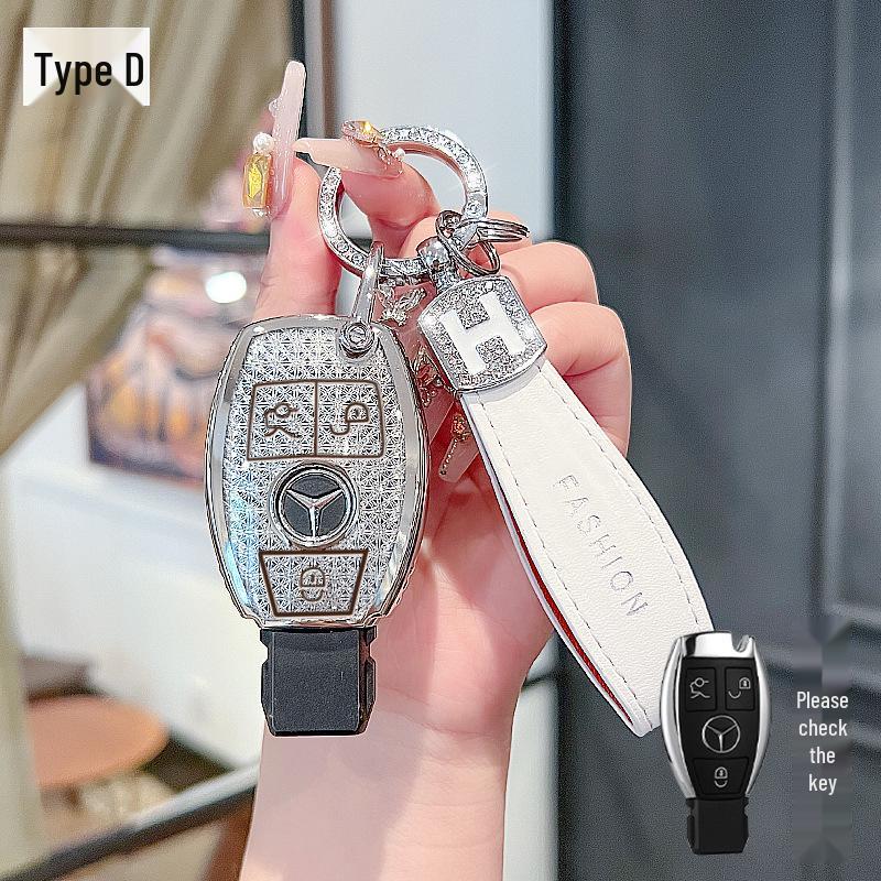 High-End Key Case for 25 Mercedes-Benz Models: E300L, C260L, GLC, GLS, EQE, A-Class - Elegant Design for Women