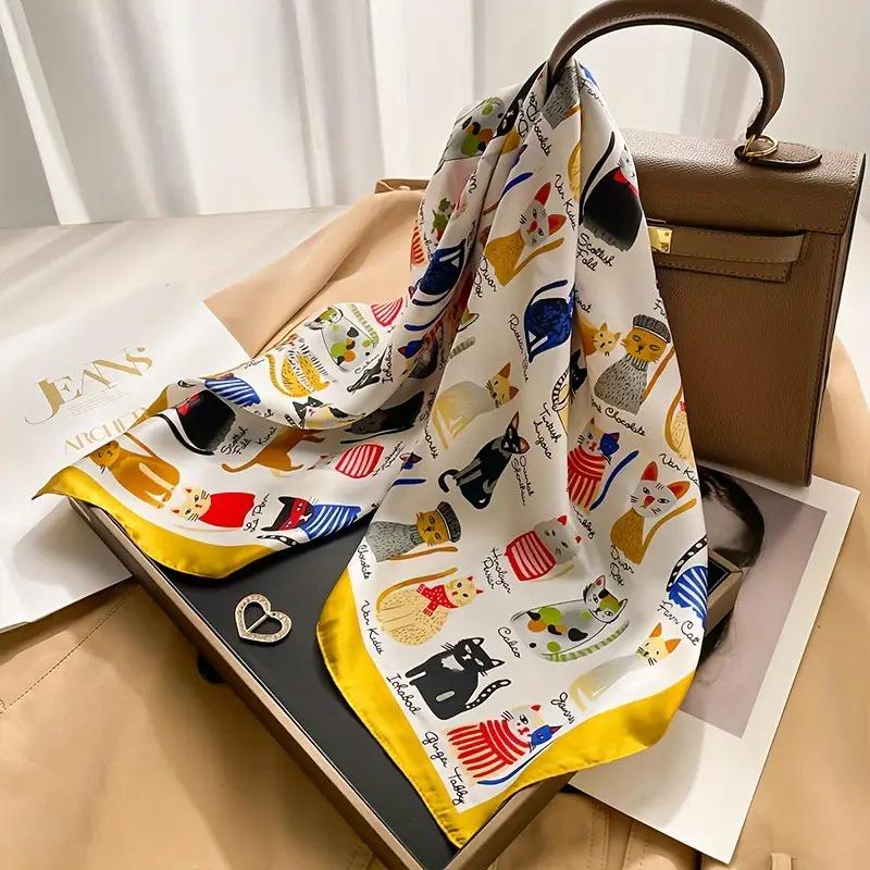 High-End Retro Korean-Style Silk Square Scarf: Versatile Fashion Accessory for Women