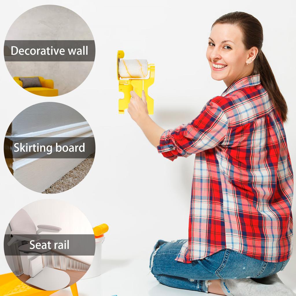 Paint Edger Roller Brush Hand-held Portable Clean-Cut Tool with Roller and Brush for Home Room Wall Ceiling Window Painting