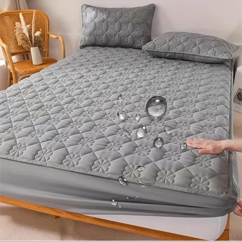 Waterproof Quilted Mattress Cover Anti-bacterial Mattress Protector Topper Pad Soft Fitted Sheet Not Including Pillowcase