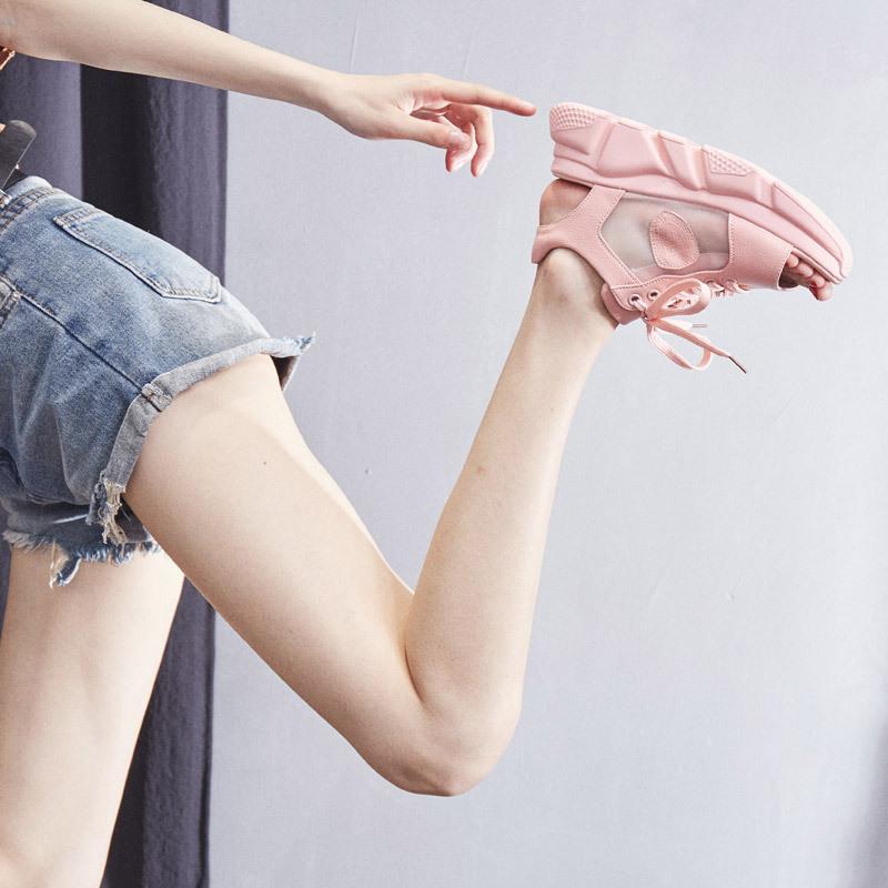 

Sports sandals new Harajuku casual hollow muffin thick-soled zipper soft sister fish mouth shoes 40 розовый