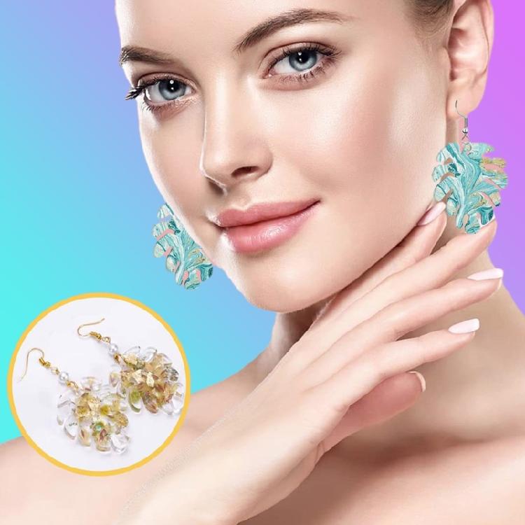 Earring Casting Moulds with Earring Hooks Jump Rings for DIY Resin Jewelry Craft