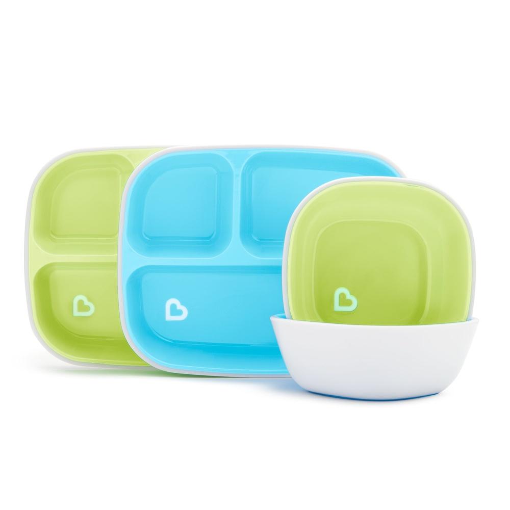 

Набор детских тарелок и мисок с разделителями 4 штуки, с нескользящим дном, не содержит БФА, легко хранить, экологичный, для приема пищи United States