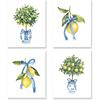 KSDUT Chinoiserie Vase Wall Art Decor Set of 4 - Lemon Tree Bows Artwork Poster Prints Blue and White Coquette Preppy Trendy Wall Decor for Home