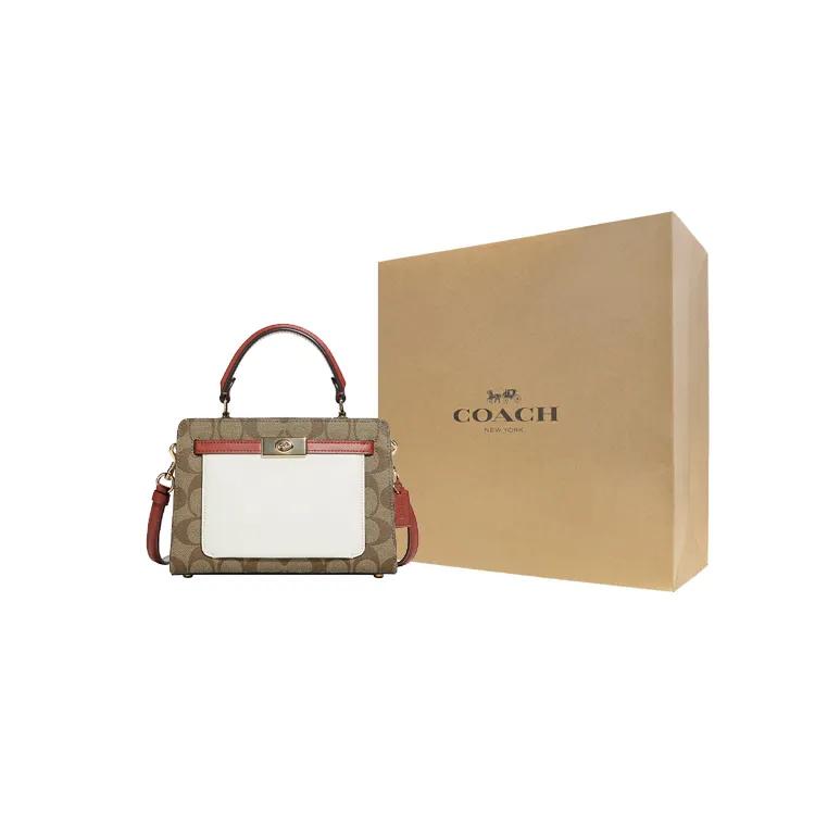 COACH Lane Canvas Leather Handbag , Shoulder Bag , Crossbody Bag Women's Khaki White (Unisex) Handbags C8318 IMLOT