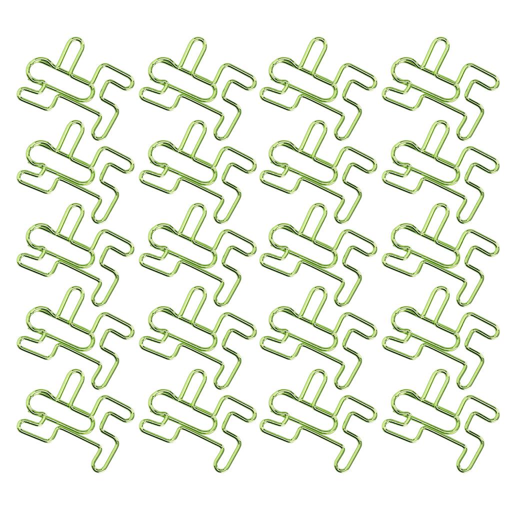 20Pcs Cartoon Paperclip HumanShaped Creativity Metal Modeling Craft School Supplies Green