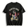 Vintage Skull Scooter Rider Graphic Casual T-Shirt Pure Cotton T-shirt