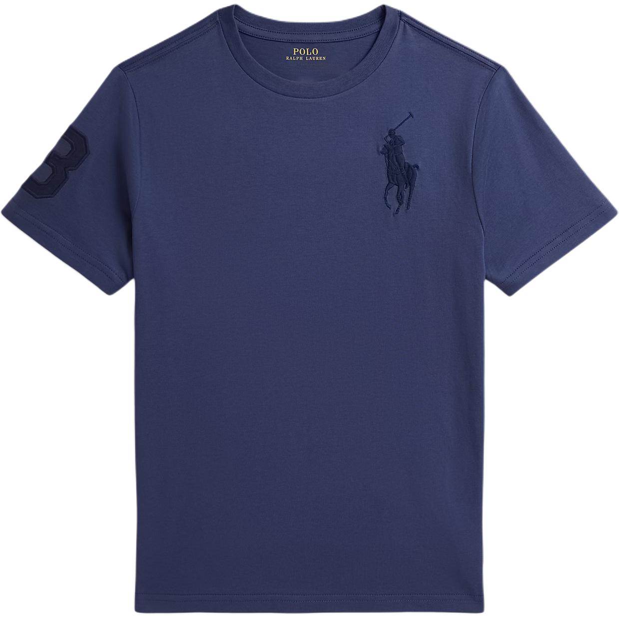 

Polo Ralph Lauren Big Pony T-Shirt With Three Letter Patch Solid Color Cotton Knit Crew Neck Short Sleeve Kids tops Light-Navy-Blue 323832907-504 XL