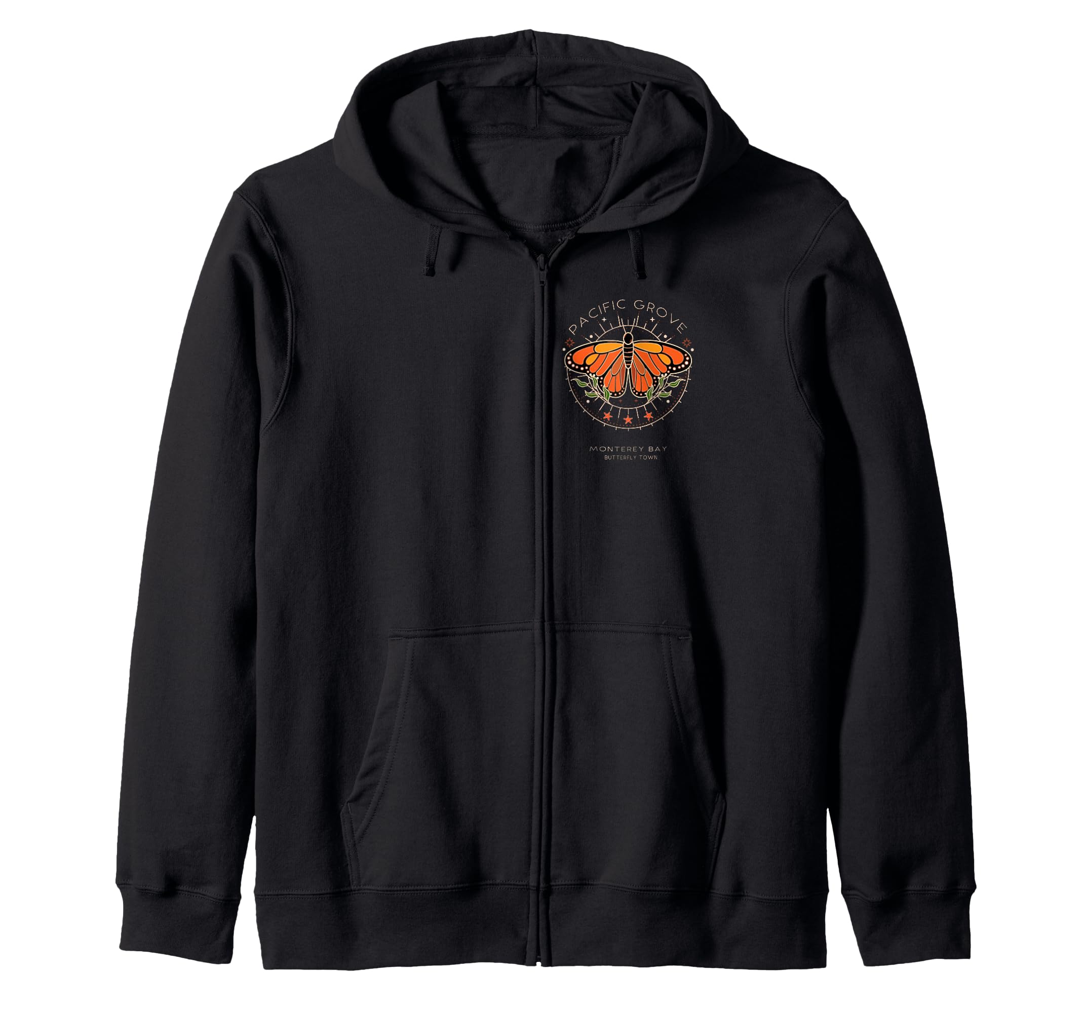 

Pacific Grove California Monarch Butterfly Town Zip Hoodie Monterey-Bay чорний