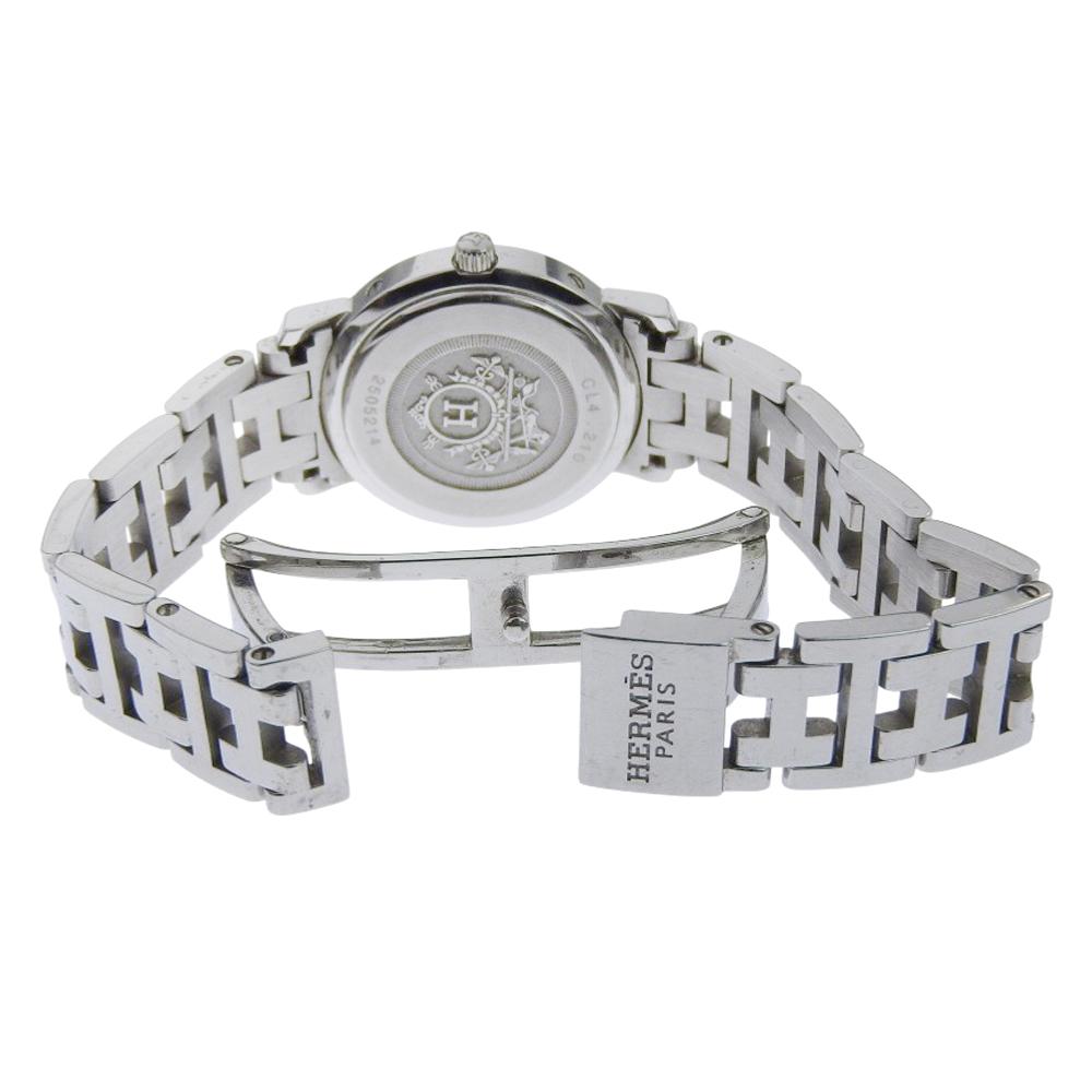 HERMES Clipper Watches CL4.210 Nacre Silver Pink shellDial Stainless Steel Quartz Analog display Women Used