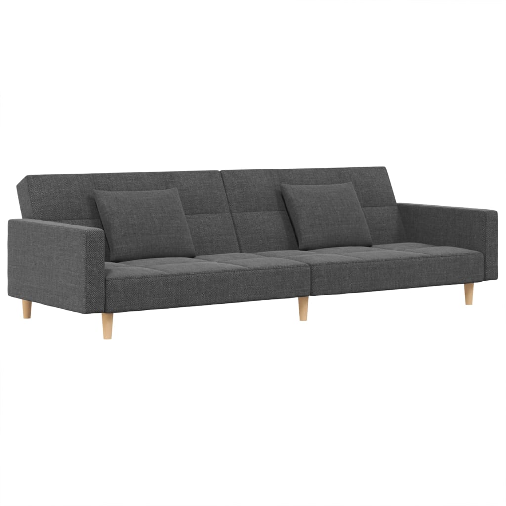 Vidaxl 2-Seater Sofa, 2 Cushions, Light Grey, Fabric Upholstered