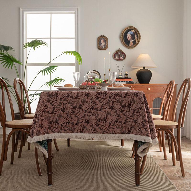 American Plant Jacquard Thick Tablecloth Dust-Proof