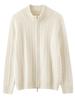 Pure Cashmere Cable Knit Zipper Cardigan Coat