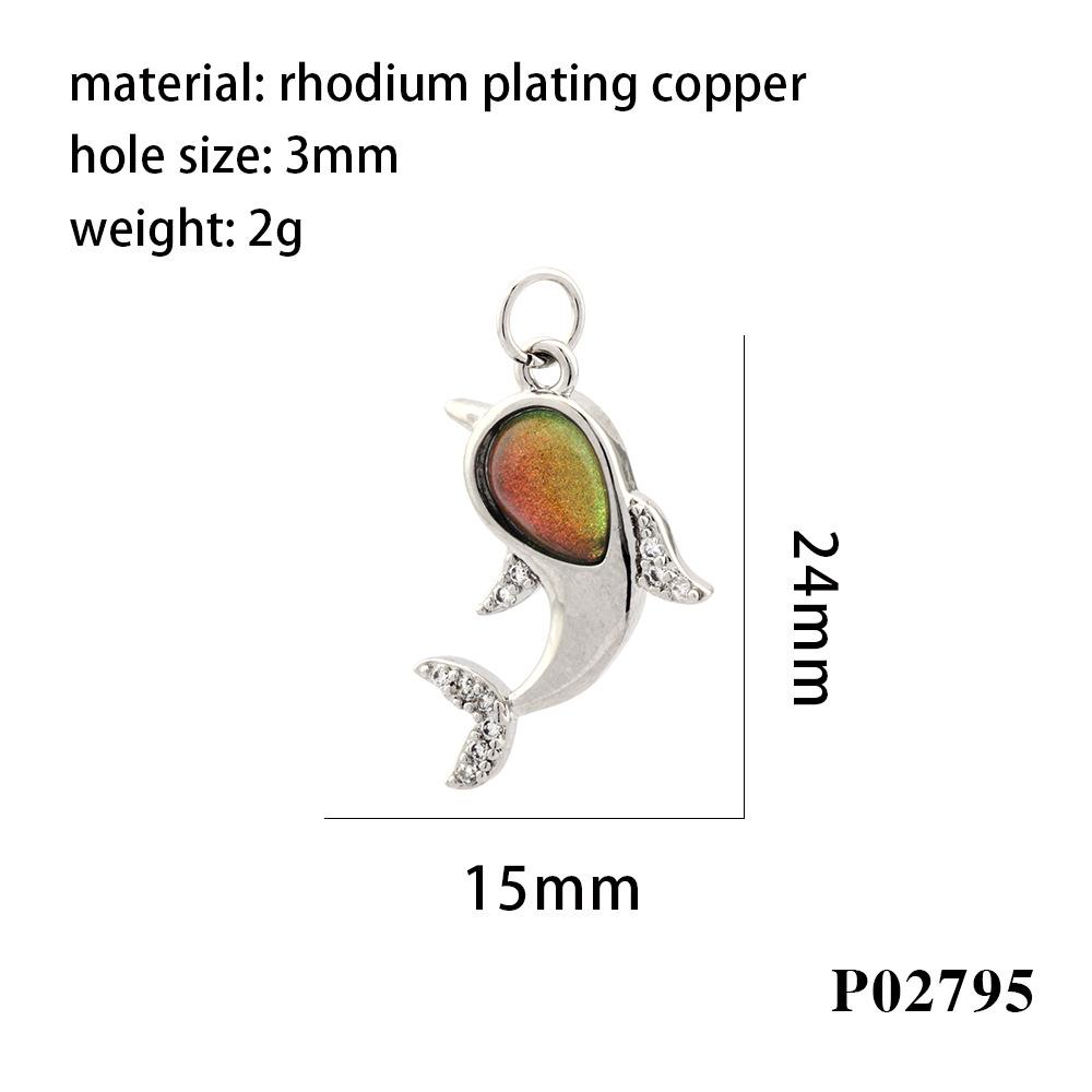 18K Gold Plated Copper Whale Pendant Necklace with Crystal Inlay - DIY Jewelry Material