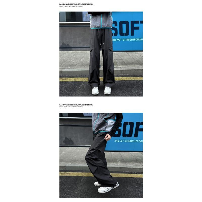 Men Loose Straight Baggy Casual Parachute Cargo Work Long Pants