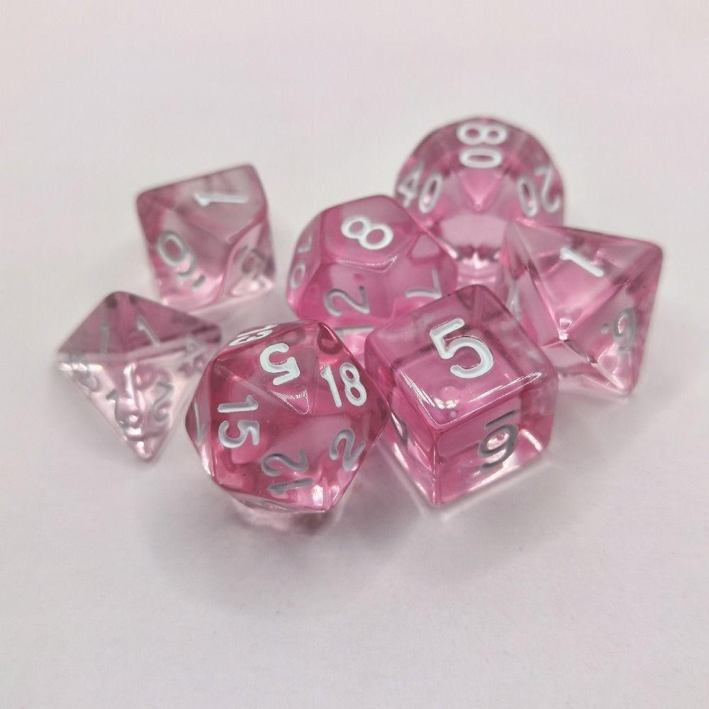7-Die Transparent Digital Dice Set Acrylic Table Opaque Polyhedral Dices for DND Dice Tabletop Role-Playing Game Dice