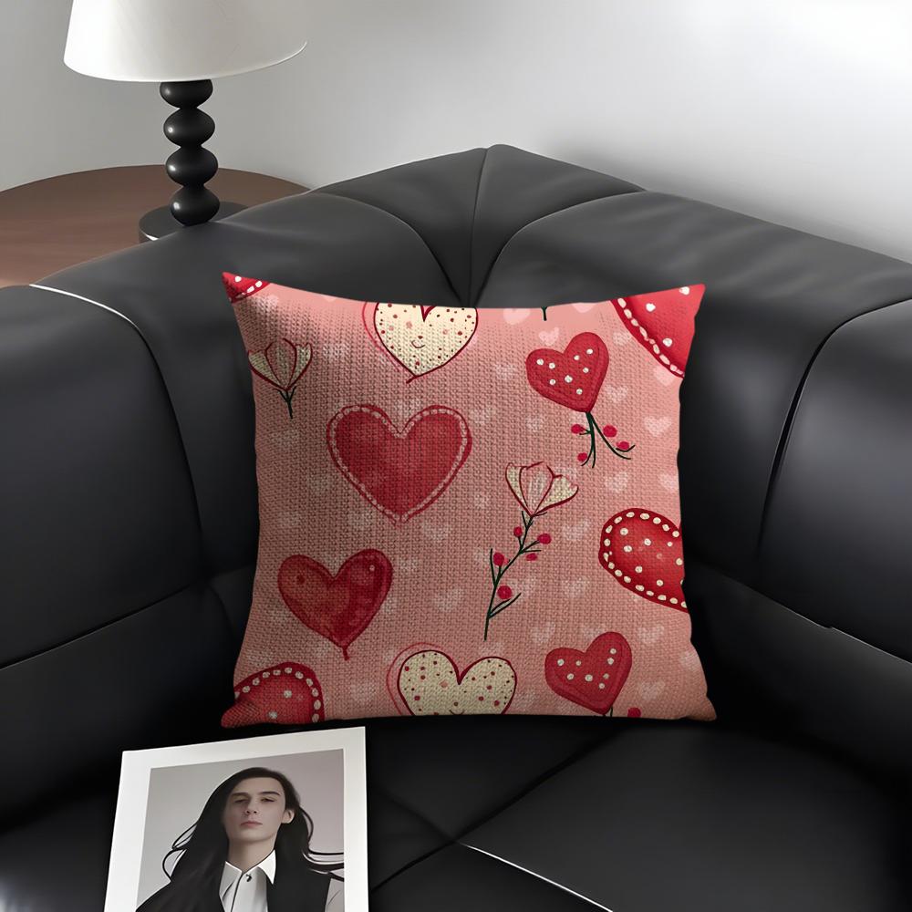 Love INS Cushion Cover Natural Linen Organic Fabric DoubleSided Printing Sofa Home Decor Gift Pillow Case
