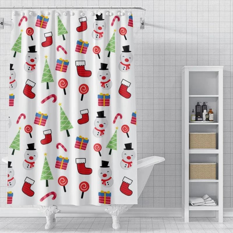 Home decoration shower curtains for bathroom waterproof curtain fabric Modern Nordic style Living Room Merry Christmas winter