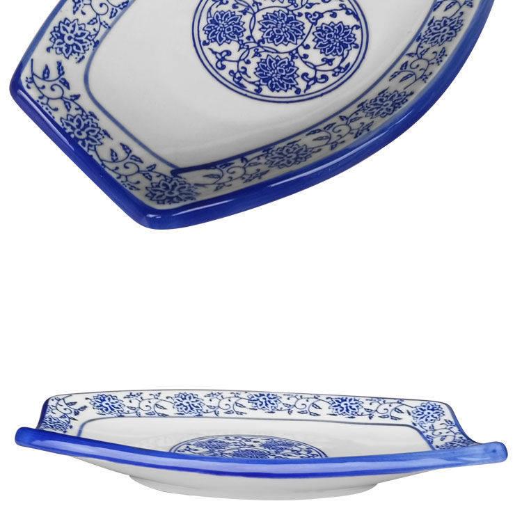 Ceramic Broccoli Plate - Blue & White Porcelain Chinese Style Dish