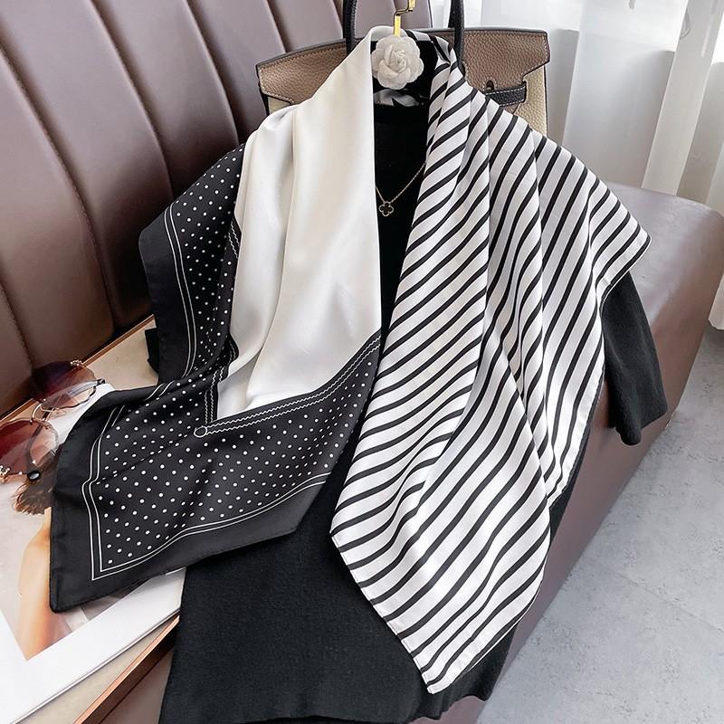 Luxury Brand Printed Hijab Scarf Elegant Thin Smooth Satin Shawl Summer Windproof Sunscreen Square Scarf For Women