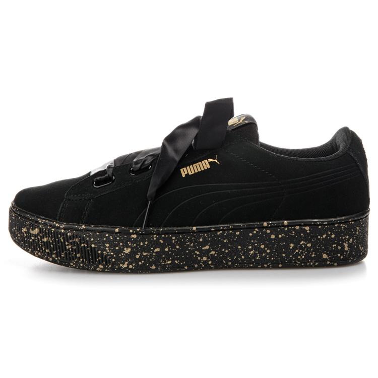 (WMNS) PUMA Vikky Platform Ribbon Black Gold Women s 366815-01 EU 37
