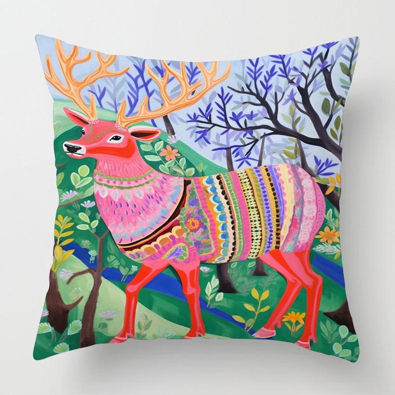 Geometric Animal Pattern Pillow Cover 18x 18 Inch Printed Cushion Cover Machine Washable Home Sofa Decoration 45x45cm