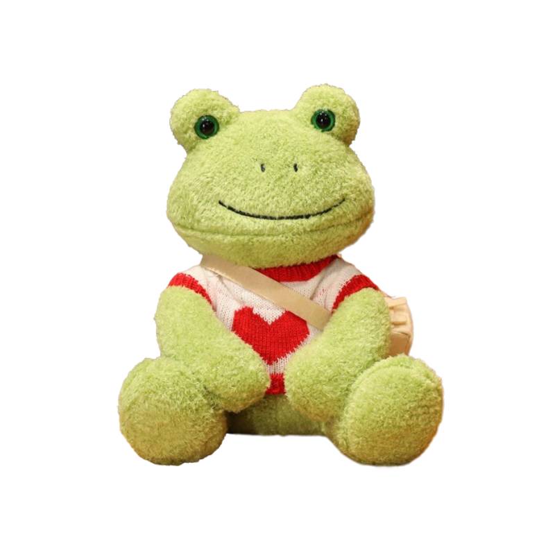 Plush Frog Toy Kids Cartoon Accompany Stuffed Green Backpack Animal Pillow Doll