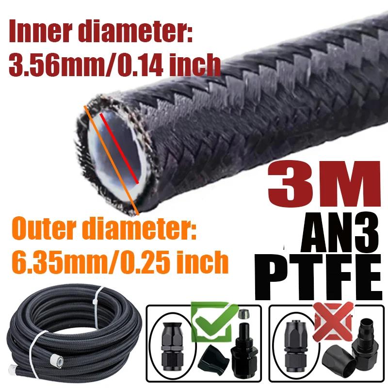 

3M 9.8FT 3AN 4AN 6AN 8AN 10AN 12AN E85 PTFE Fuel Oil Gas Line Cooler Pipe Nylon Steel Brake Hose Temperature Pressure Resistance 3M AN3 ID 3.56mm
