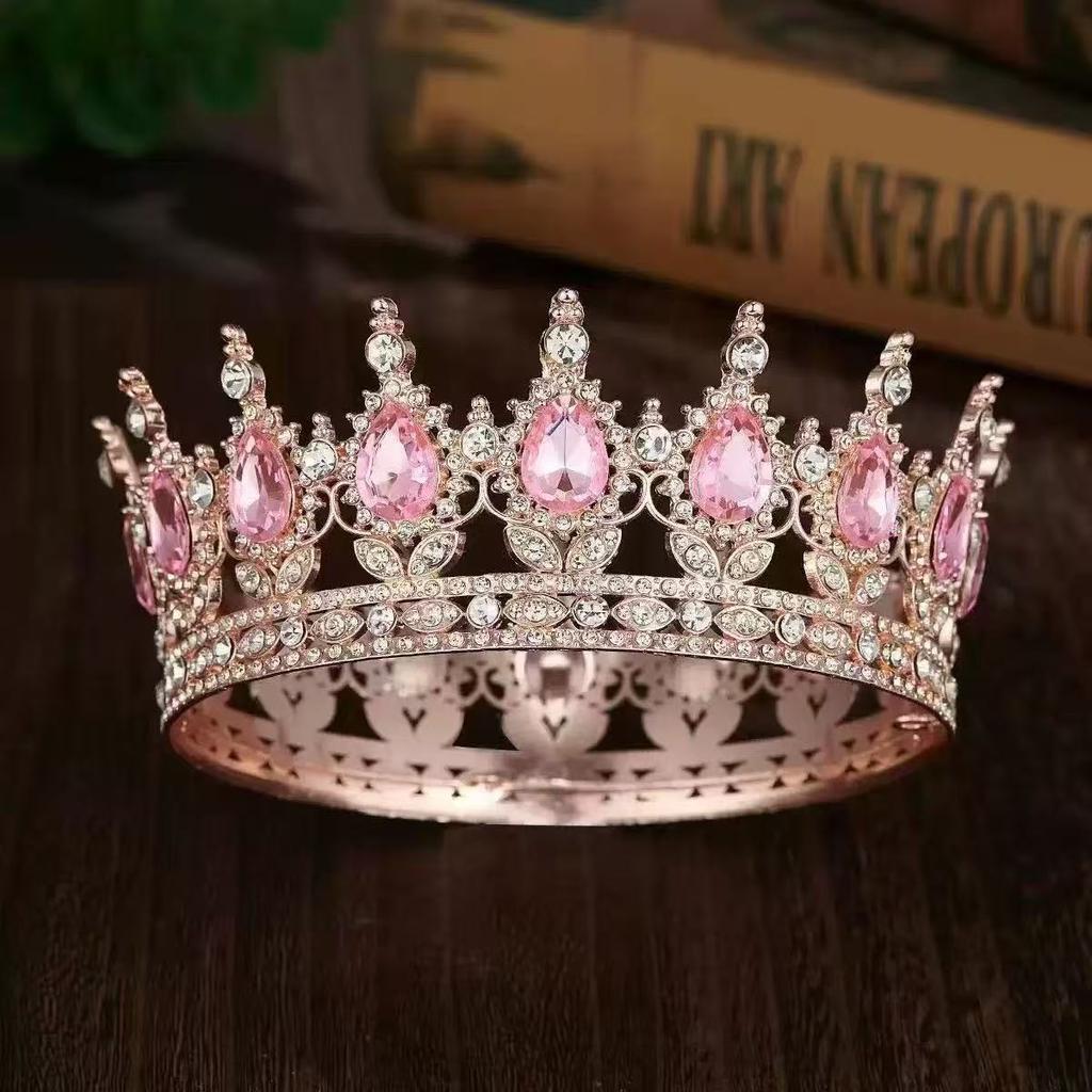 Halloween Round Crown Headwear Bride's Wedding Dress Crown Accessory Birthday Hair Crown Heavy Industry Hair Accessory  Updo Accessory