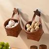 Wall Hanging Basket Boho Style Hand-Woven Hanging Storage Baskets Kitchen Ginger Garlic Scallion Egg Fruit Storage Box