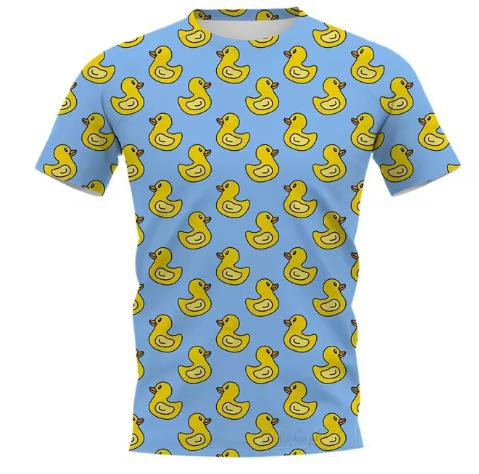 Cartoon yellow duck T-shirt 3D printing T-shirt men's and women's T-shirt short-sleeved street trend crew neck top Asian size