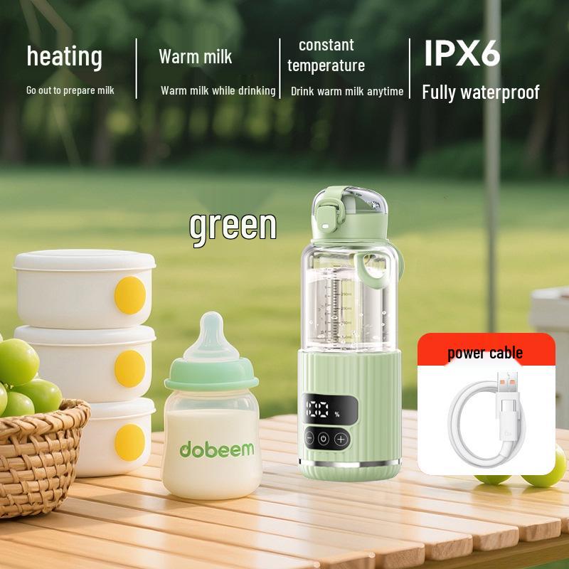 

Portable Wireless Baby Milk Warmer Cup - Insulated, Rechargeable with Temperature Control for Travel Includes Charging Cable зелёный