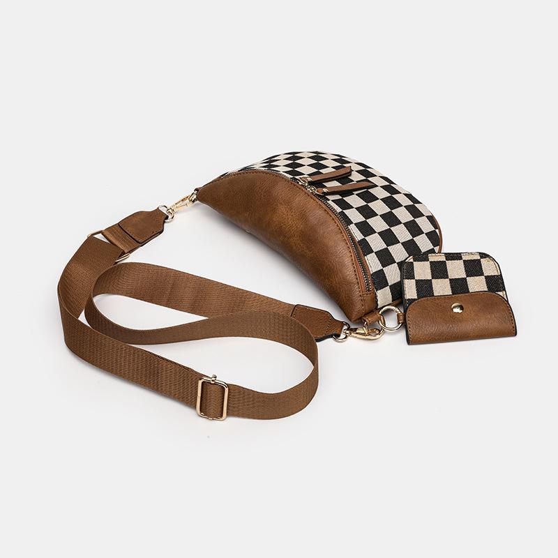 Chessboard Plaid Chest Bag Fanny Pack Shoulder Messenger Bag Trendy Versatile Women'S Bag