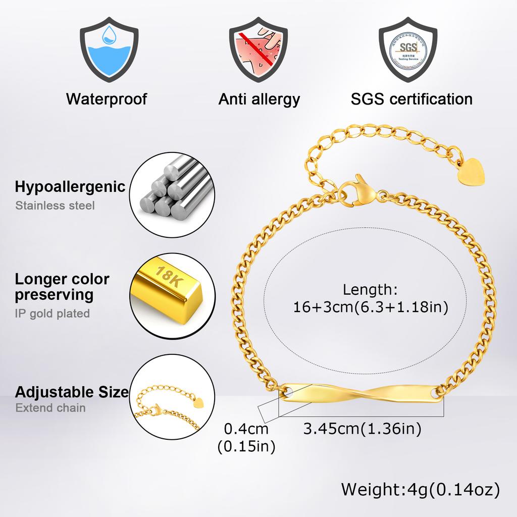 Chic Grinding Chain Mobius Bracelet for Women Men,Stainless Steel Couple Bracelets,Trendy Jewelry Gift for Lover