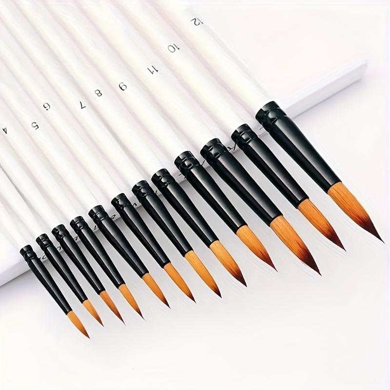 48Pcs Multipurpose Wooden Painting Brush Nylon Bristles Art Brush For Oil Acrylic Watercolor Gouache Painting Sketching