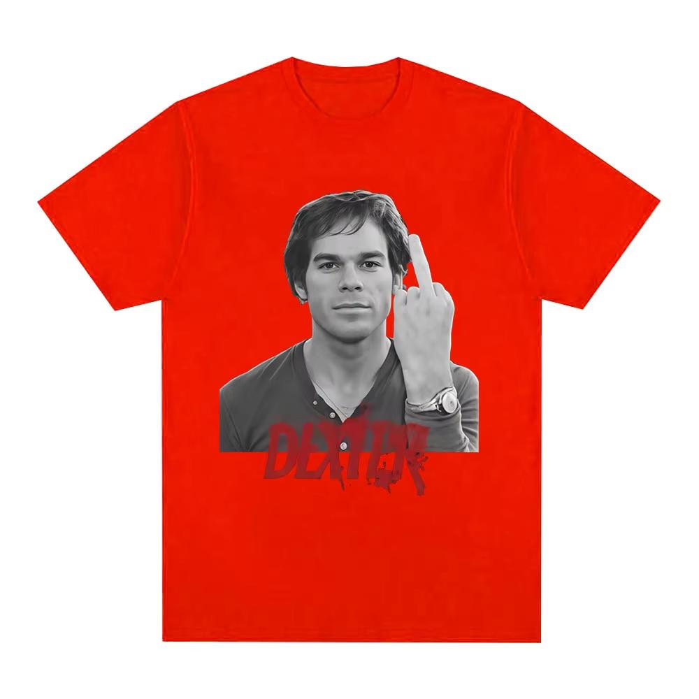 TV Play Dexter Morgan Middle Finger Graphic T-shirts Men Women Clothing Casual Cotton Loose Short Sleeve Male T Shirt