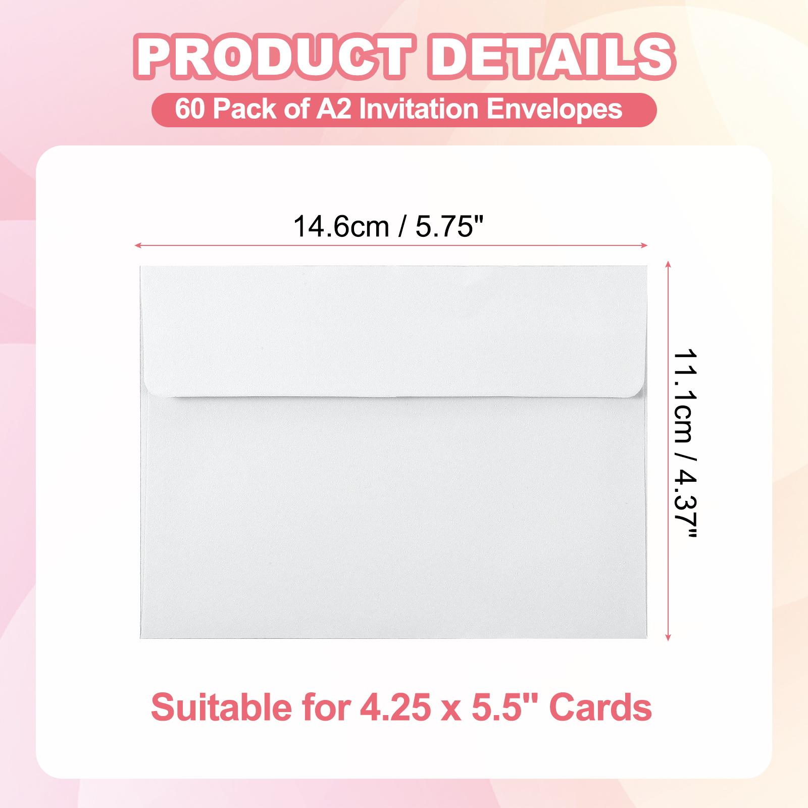 

60Pcs A2 Paper Envelopes Postcard Wedding Greeting Cards Photo Gift Envelope Announcement Mailing Self Seal Invitation Envelopes білий