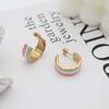 French Light Luxury Color Drip C-Shaped Earrings High-End Sense Fashion Simple Titanium Steel Ear Jewelry Women'S Niche Design