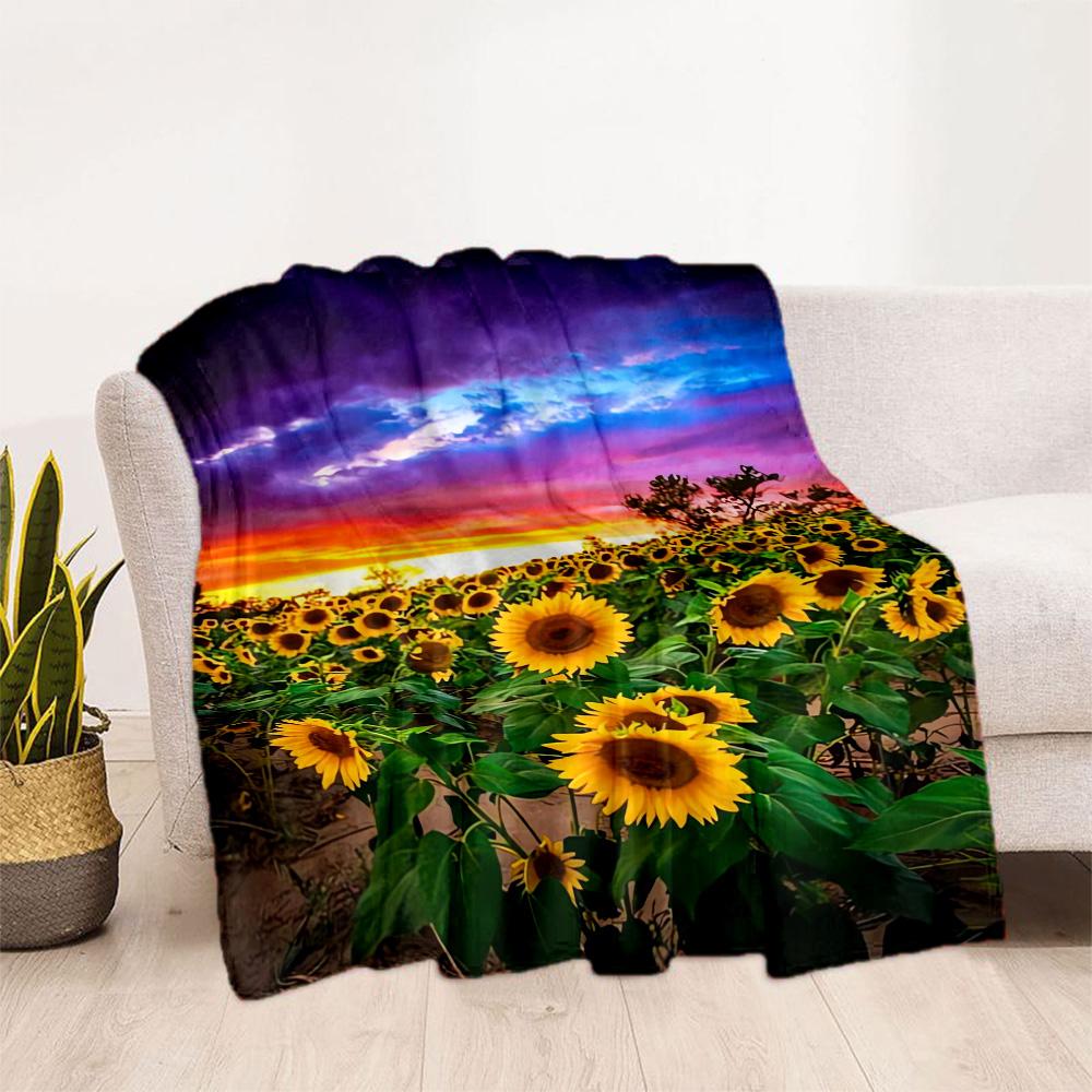 Sunflower Blanket Soft & Cozy Suitable for Bedding Livingroom Seaside Four Seasons Universal Stylish Decor Gifts For Family Or Friends
