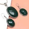 Onyx Green Pendant Set Earrings Jewelry Gemstone Handmade Ethnic