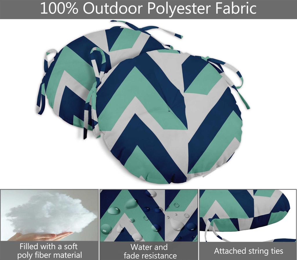 Vargottam Indoor Outdoor Round Bistro Chair Cushions Block Print 15-Inch Bistro Chair Pads Waterproof Seat Chair Cushion For Home