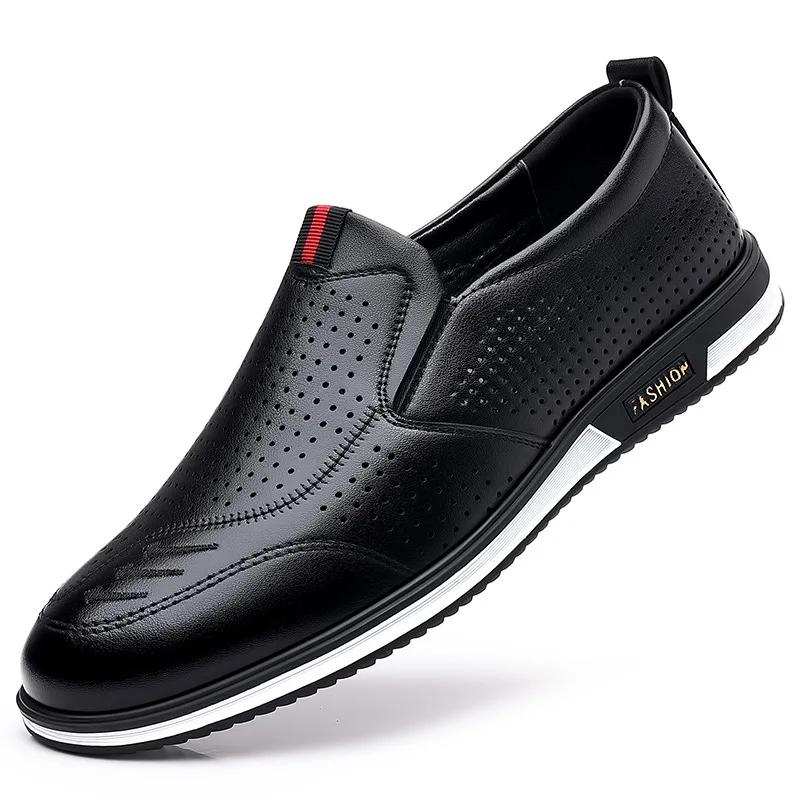 Fashion Summer Little White Shoes Spring Breathable Outdoor Casual Shoes Business Formal Leather  Footwear Sneakers for Men Flat Sandals