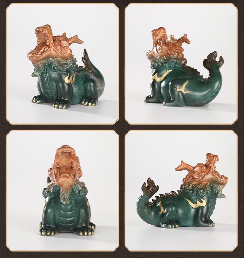 Brass Dragon's Nine Sons Ornament: Handcrafted Living Room and Office Decor, Perfect Housewarming Gift for Attracting Wealth